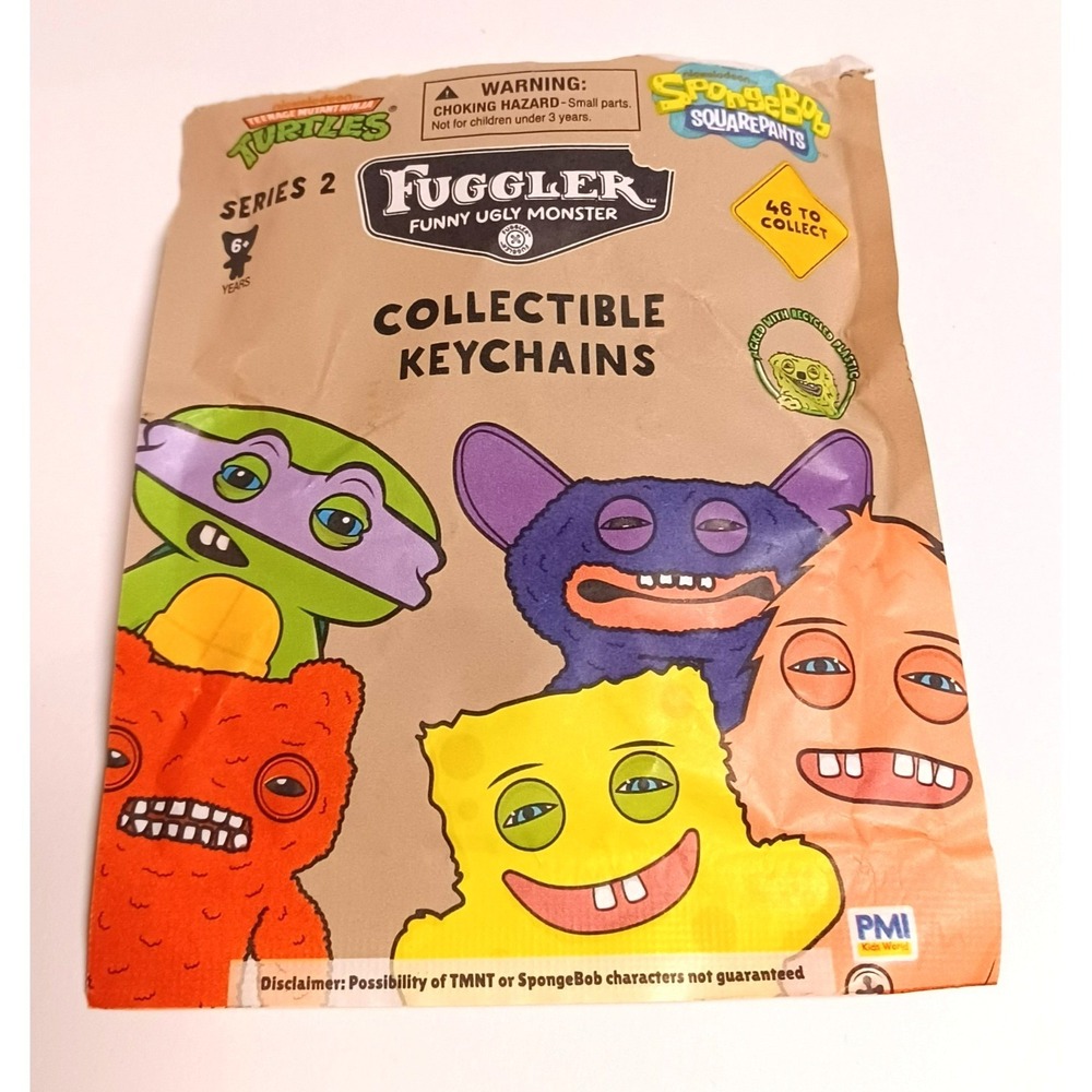 Fuggler Series 2 Flocked Munch Munch Yellow Pink Keychain Catch‎ Me Rare - Picture 6 of 8